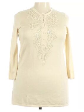 Magaschoni Off White Ivory Cream Sweater Top XL Excellent